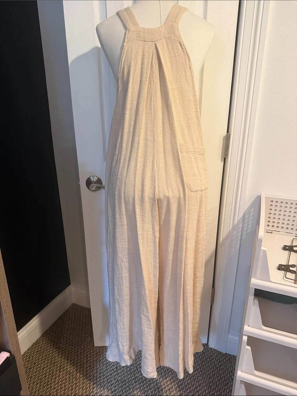 Free People Sleeveless Cream Wide-Leg Jumpsuit